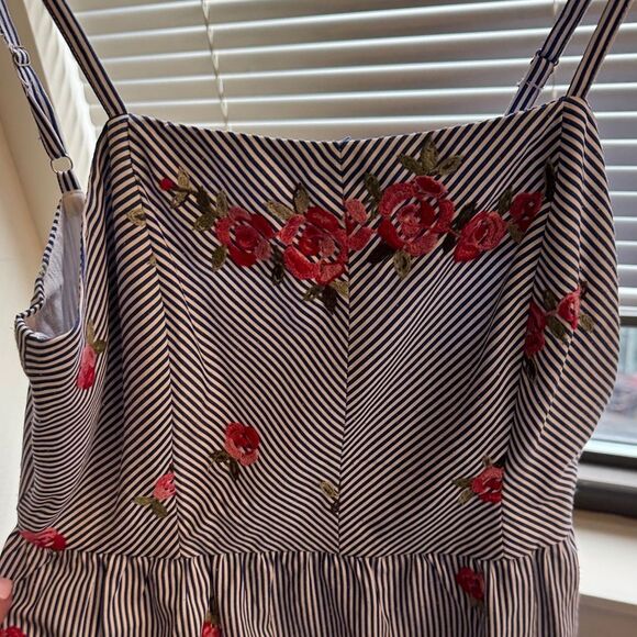 Striped Dress with Floral Embroidery - Picture 4 of 8
